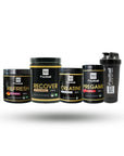 Die ganze Produktlinie von 360Football Supplements ist zentriert zu sehen mit weissem Hintergrund