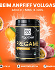 Der Mango Maracuja Pregame umgeben von Mangos in einer Grafik