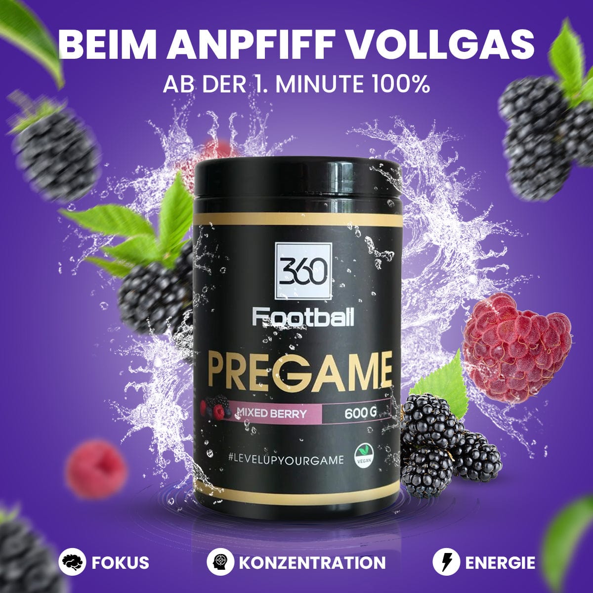 Der Mixed Berries Pregame umgeben von Mixed Berries in einer Grafik