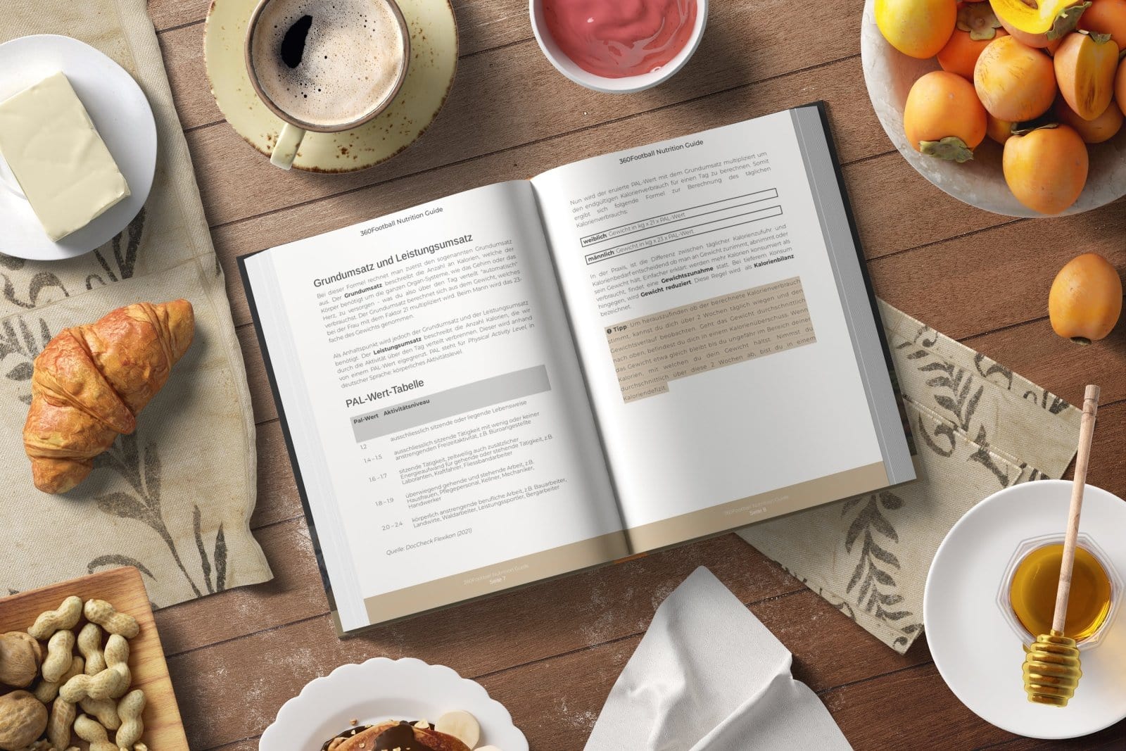 Eine Seite aus dem 360Football Nutritionguide ist zu sehen