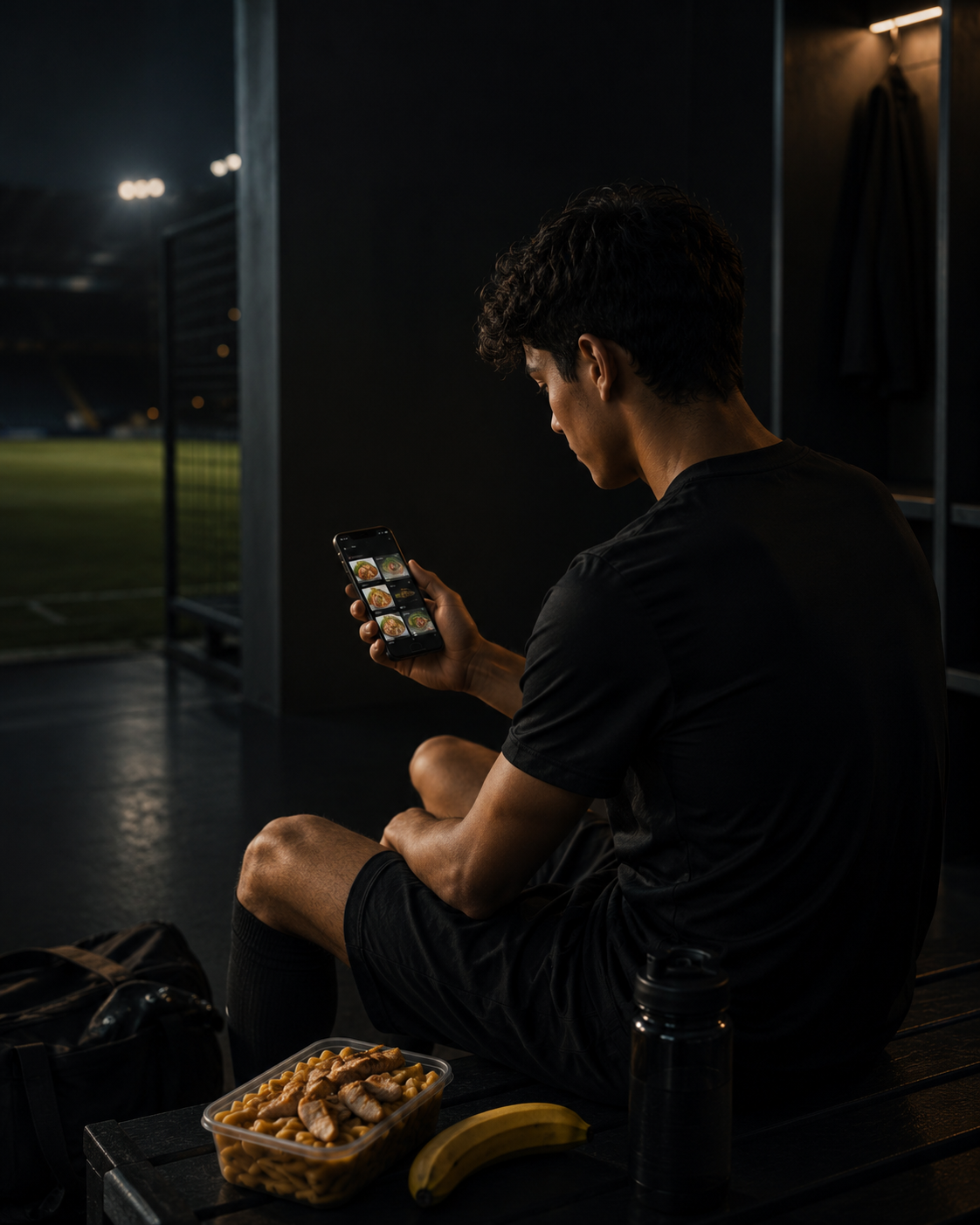 Junger Fussballer nutzt den 360Football Nutrition Generator nach dem Training