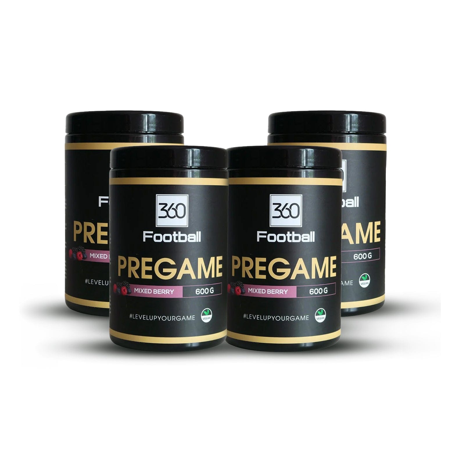Vier Pregames360 mit weissem Hintergrund zentriert
