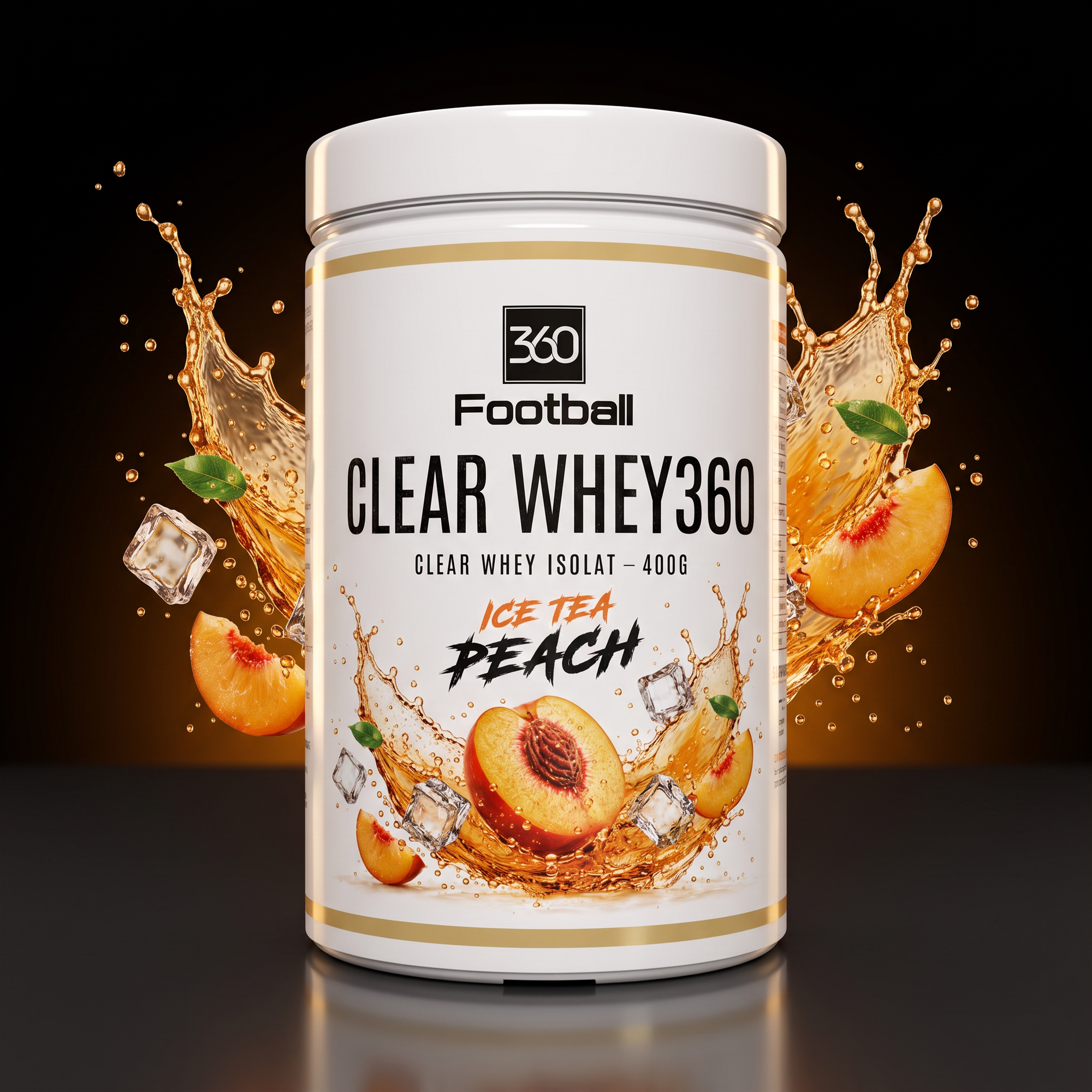 Clear Whey360 Ice Tea Peach – Clear Whey Protein Dose, Hero Dark Amber