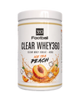 Clear Whey360 Ice Tea Peach Dose auf weissem Hintergrund – Clear Whey Isolat 400 g